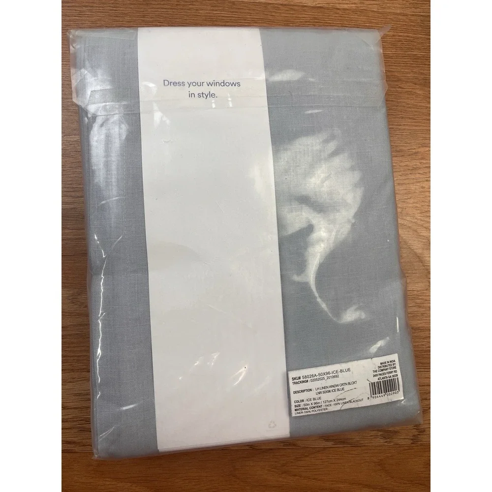 The Company Store Legends Hotel Linen Blackout Curtain Panel‎ Ice Blue 50x96 NEW